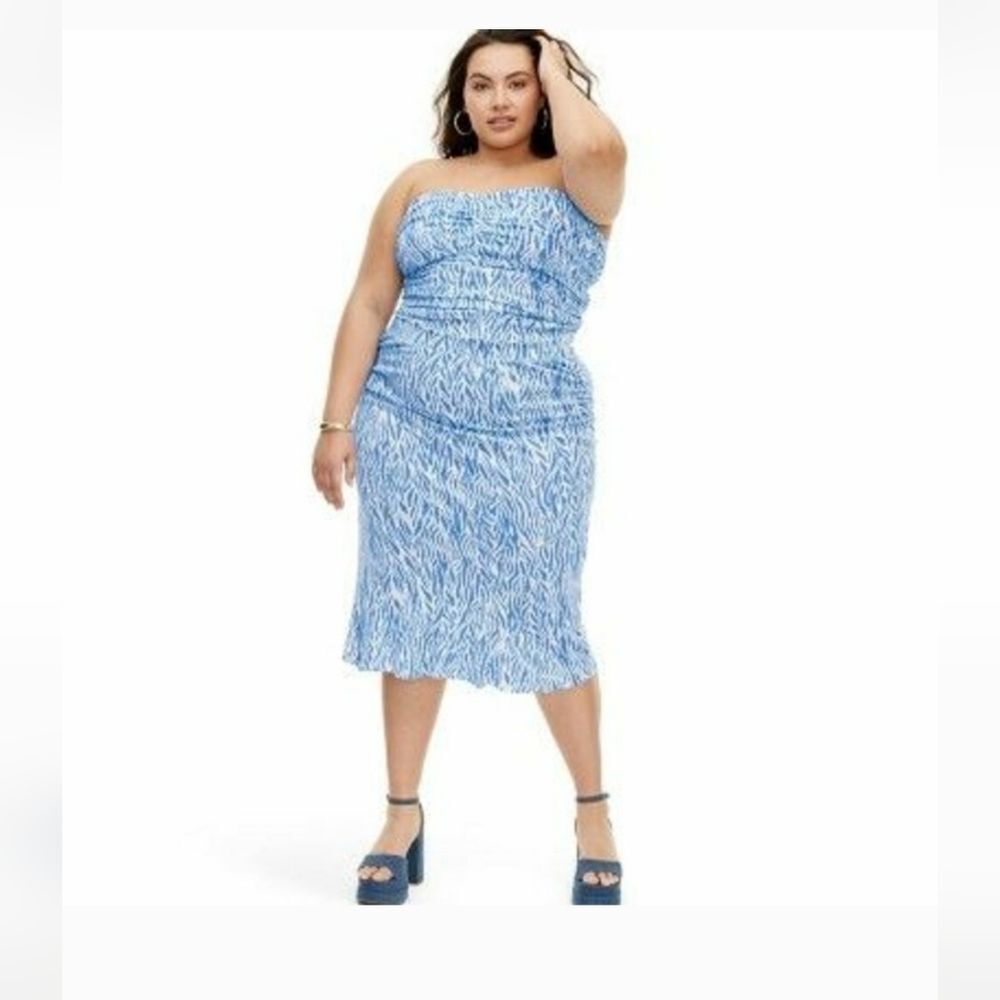 Diane von Furstenberg A-line Skirt Sea Twig Blue Plus Size Set NWT - Picture 4 of 9